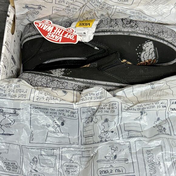VANS PEANUTS PIG PEN BLACK SLIP ON SNEAKERS Men’s 8.5 Womens 10 Rare black 2017 - Picture 11 of 11